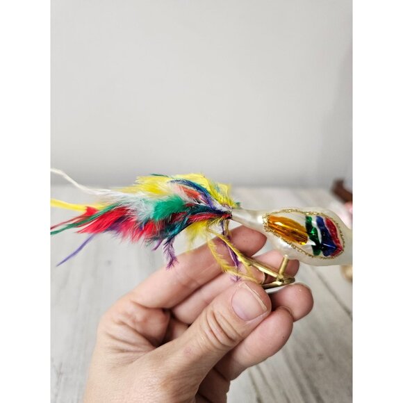Rainbow glass swan clip ornament feather glass Xmas bird tree - Picture 3 of 9